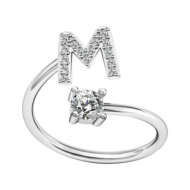 Anillos para mujer, regalos para mujer, moda femenina, apertura de pareja, letra de apertura, joyería, anillo