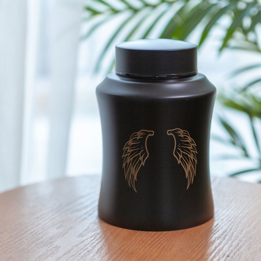 Tineasur Black Metal Pet Urn, Portable Keepsake, Good Hand Feeling, Home Use