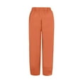 thumbnail image 5 of Wide Leg Linen Pants For Women Cotton And Linen Elastic Waist Loose Harem Pure Colour Crop Orange Women'S Pants For Work S, 5 of 6
