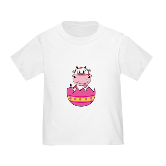 CafePress - Happy Easter Egg Cute Cow Animal Farm T Shirt - Cute Toddler T-Shirt, 100% Cotton