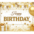 thumbnail image 4 of Glittering Design Happy Birthday Banner Golden Balloon Celebration Decoration for Party Event Festive Indoor, 4 of 7