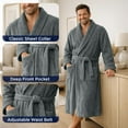 thumbnail image 4 of Dan River Bathrobe for Men and Women One Size Lightweight Cotton Terry Cloth Robe - Gray, 4 of 10