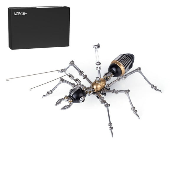 DIY 3D Metal Mechanical Ant Model Kit - 100PCS Laser-Cut STEM Educational Building Project with Movable Joints & Realistic Anatomy, Challenging Puzzle for Adults & Collectors(Black&Golden)