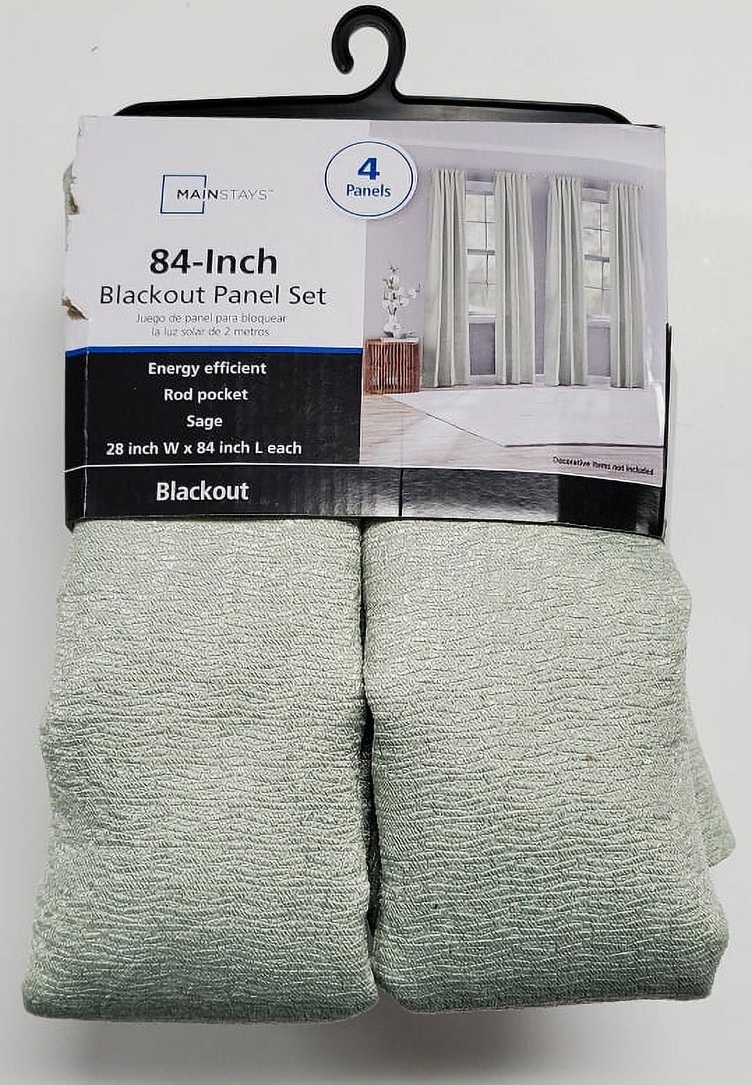 Mainstays 4 of a Kind Blackout Curtain Panels, Set of 4, Green, 28" W x 84" L