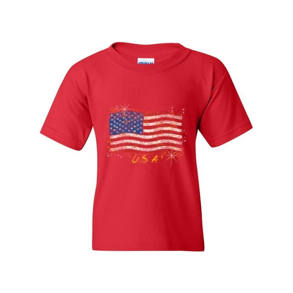 Normal is Boring - Big Girls T-Shirts and Tank Tops, up to Big Girls Size 24 - American Flag USA in Gold