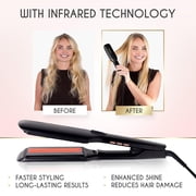 ELLA BELLA® Titanium Flat Iron Hair Straightener (with Infrared) • Professional Straightening Iron • Digital Display to Accurately Control Temperature • As Featured in Good Housekeeping (Black)