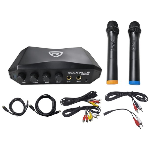 Rockville RKI50 Dual UHF Wireless Microphone w/ Karaoke Interface+Mic