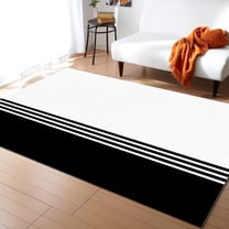 Area Rug 2'7''x5' Modern Art Black White Simple Striped Farmhouse Washable Area Rugs Non Shedding Floor Carpet Rubber Backing Non-Slip Indoor Mats for Living Room Bedroom Kitchen