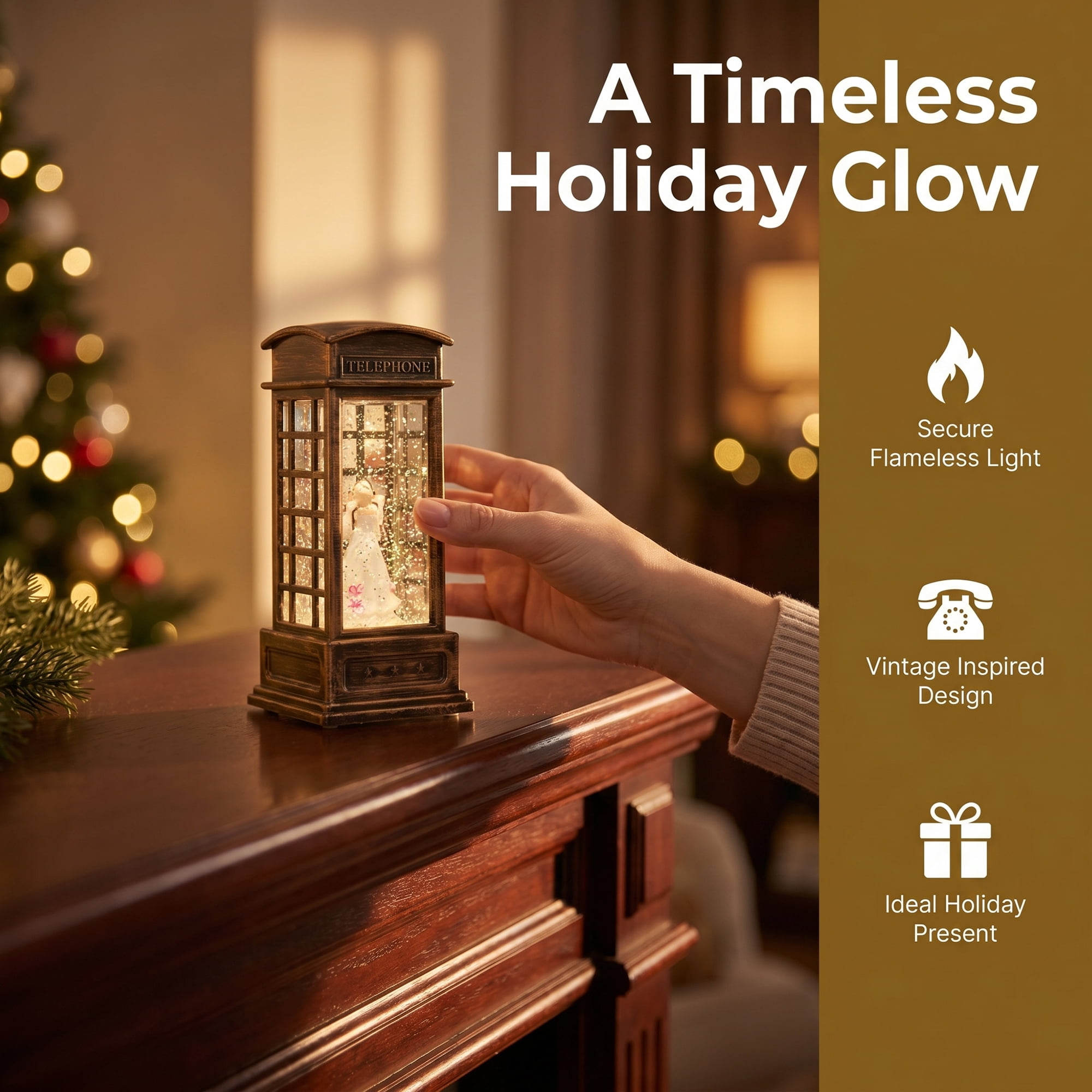 Unique Bargains Christmas Light Up Crystal Ball Mini LED Glitter Sphere Orb Brown Style O