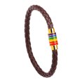 thumbnail image 4 of Pulsera de piel de vaca tejida, pulsera de arcoíris, colorida, moda, cobre, hebilla magnética, joyería, 4 of 5