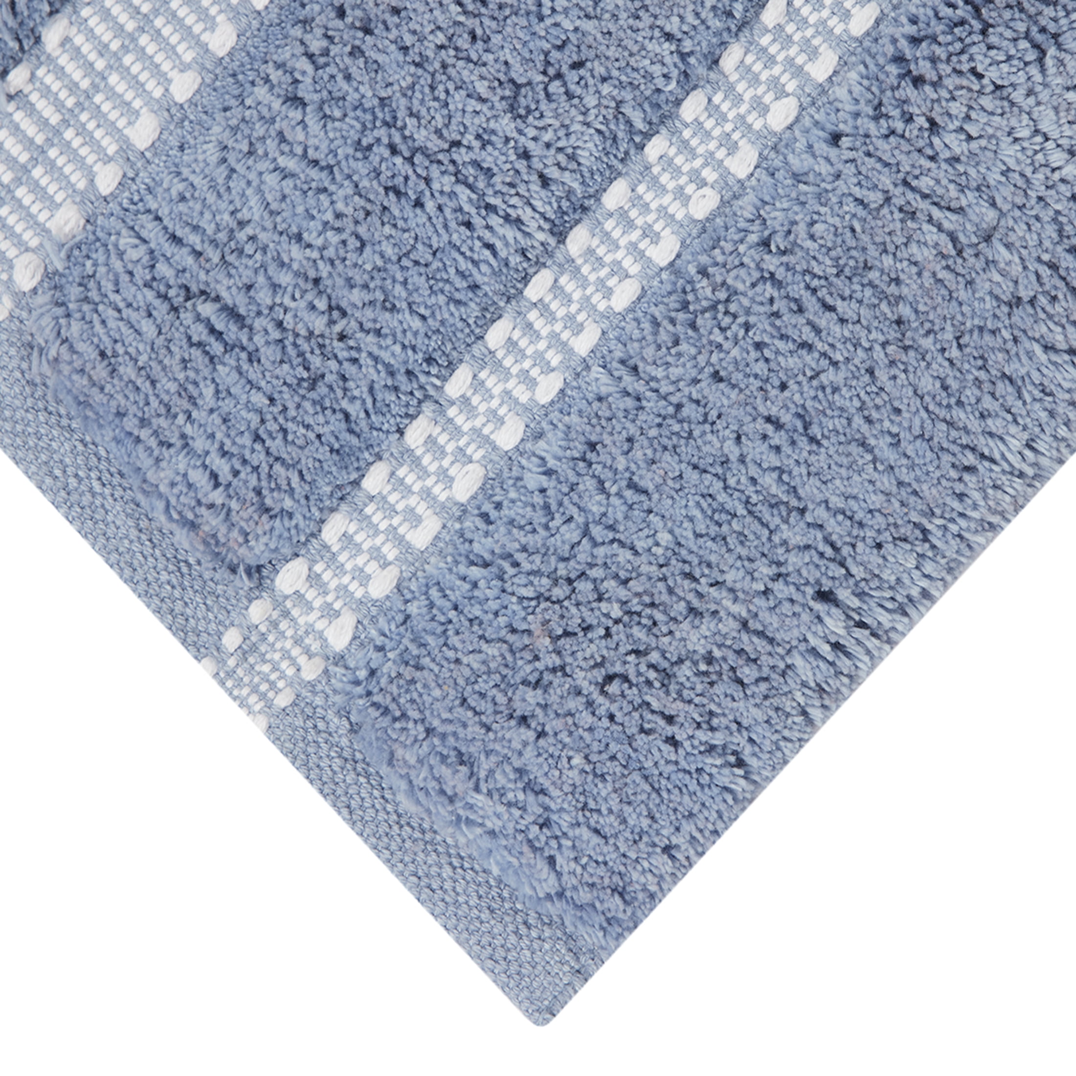 Better Homes & Gardens Atlas Stripe 2 Piece Bath Rug Set, Blue Silver, 17" x 24" & 20" x 30"