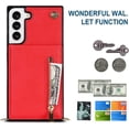 thumbnail image 4 of Samsung Galaxy S21 FE 5G Cases with Card Holder for Women,Crossbody Phone Case for Samsung S21 FE with Strap,Leather PU Lanyard Magnetic Clasp Zipper Wallet Case with Kickstand,6.4" Red, 4 of 14