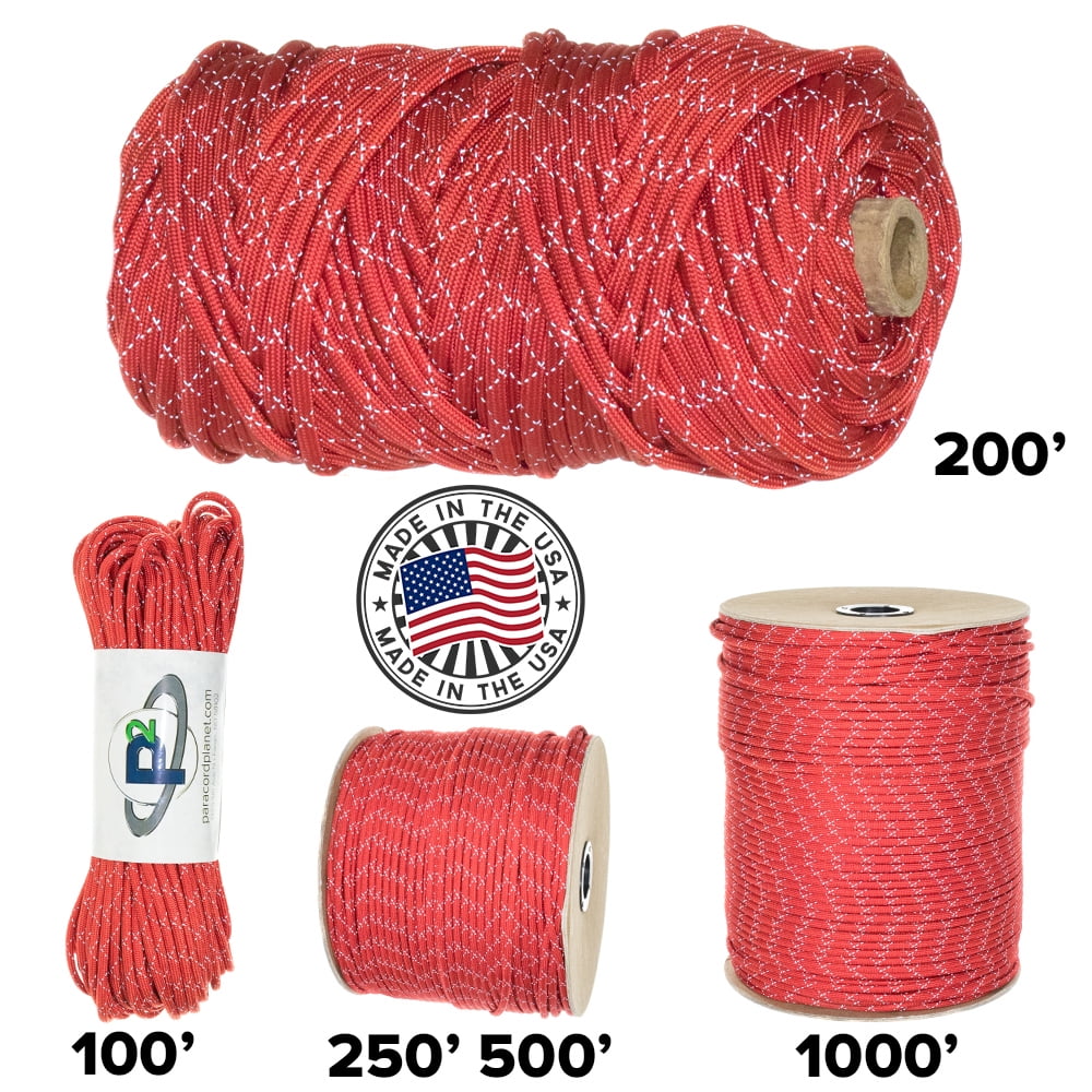 2 Vibrant Retro-Reflective Strands for The Ultimate High-Visibility Cord TOUGH-GRID New 700lb Double-Reflective Paracord/Parachute Cord 100% Nylon Made in USA. 