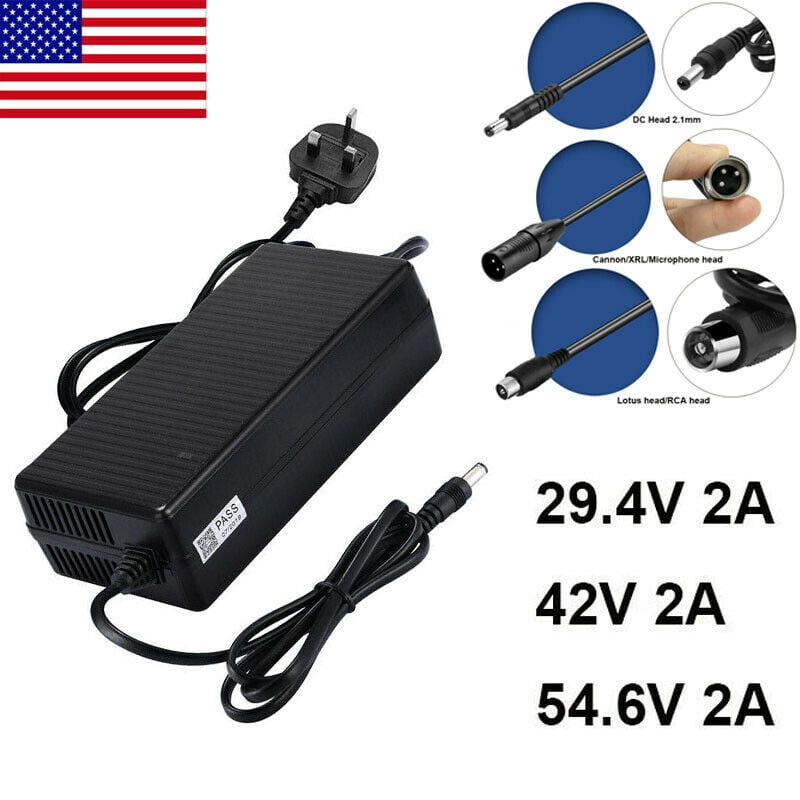 For 36V E-Bike 2A CANNON Plug Head Charger Lithium Li-on Battery Adapter 42v 