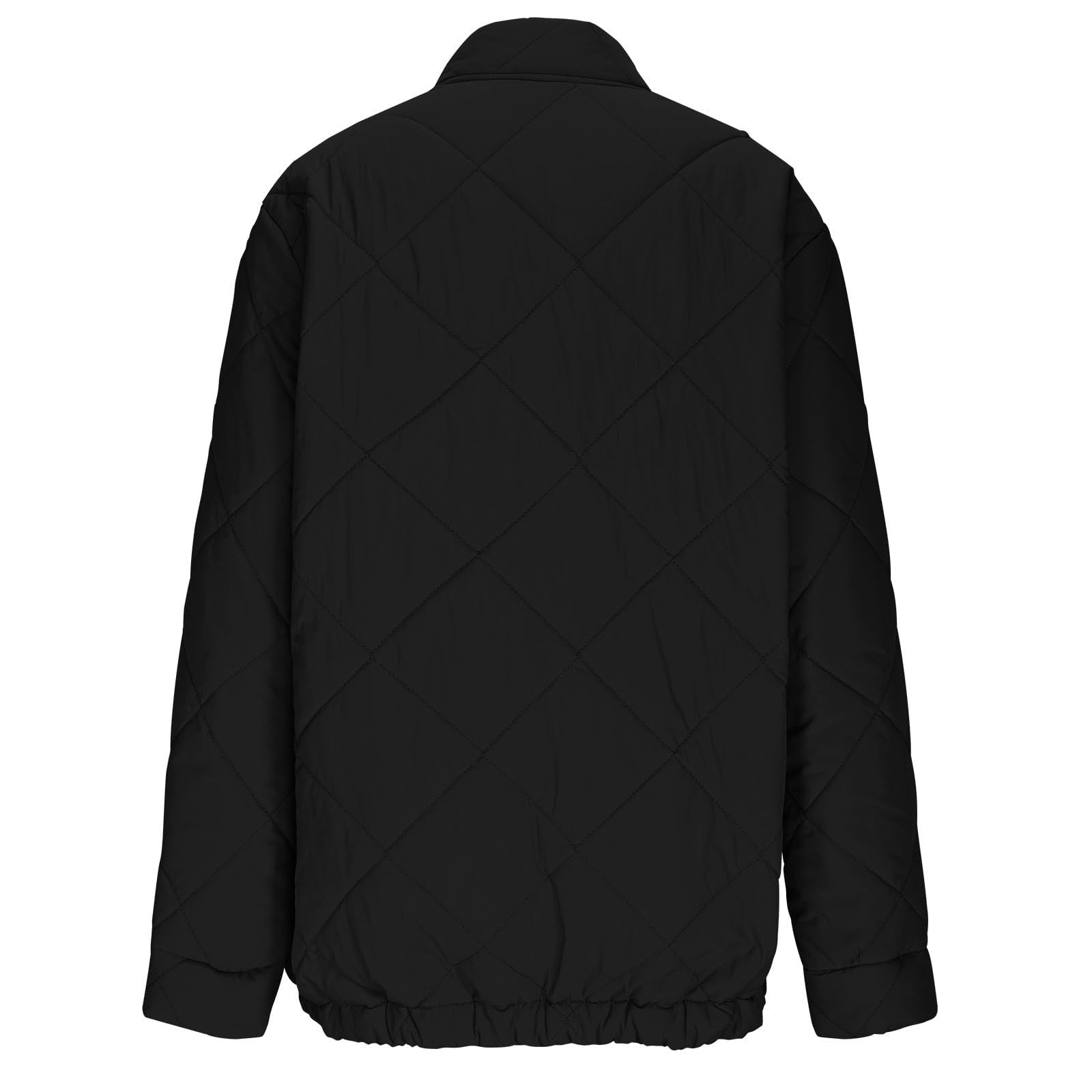 Women's Diamond Quilted Crop Jackets Lightweight Casual Bomber Jacket Warm Winter Zip Up Short Coats with Pockets