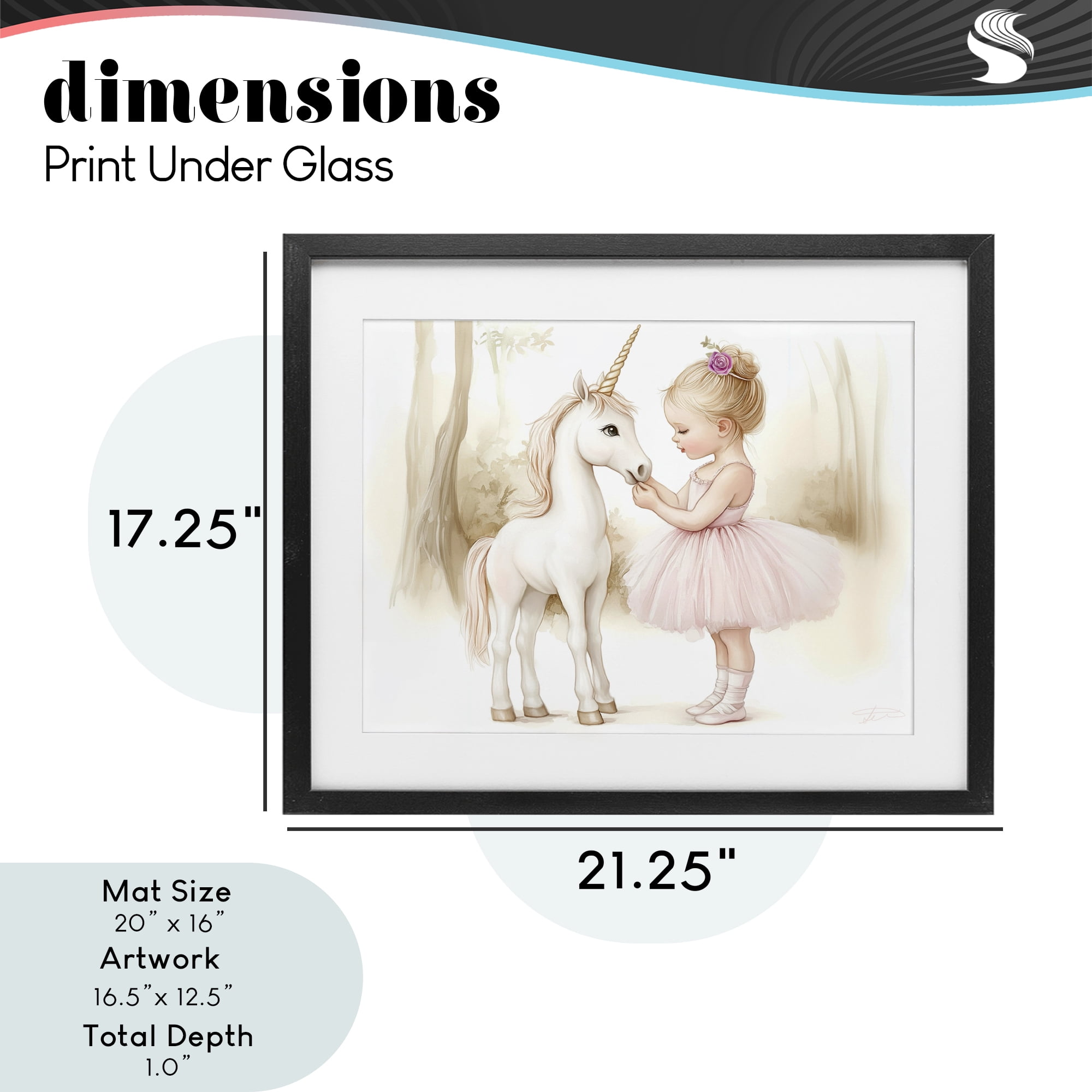 Stupell Industries Girl & Unicorn Friendship Black Framed Print Under Glass, design by Whimsical Wonders