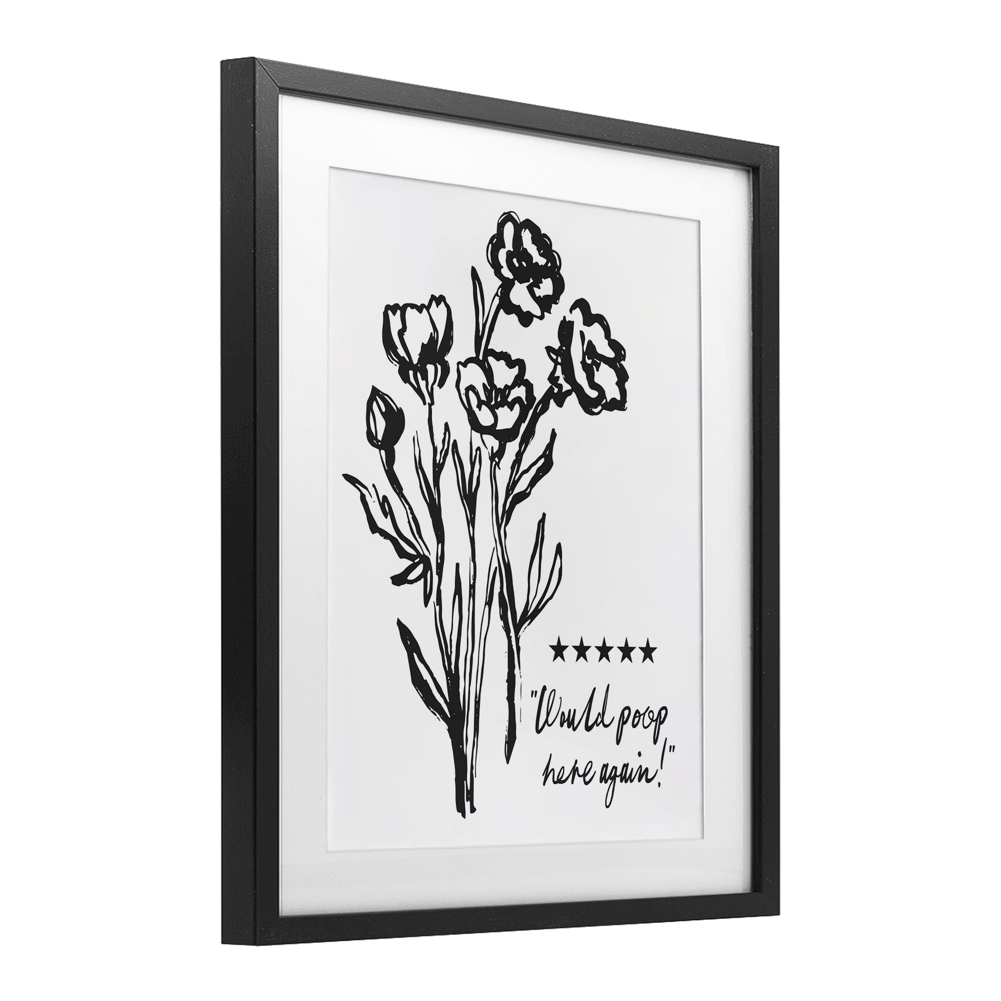 Stupell Industries Would Poop Here Again Black Framed Print Under Glass, design by Lettered and Lined