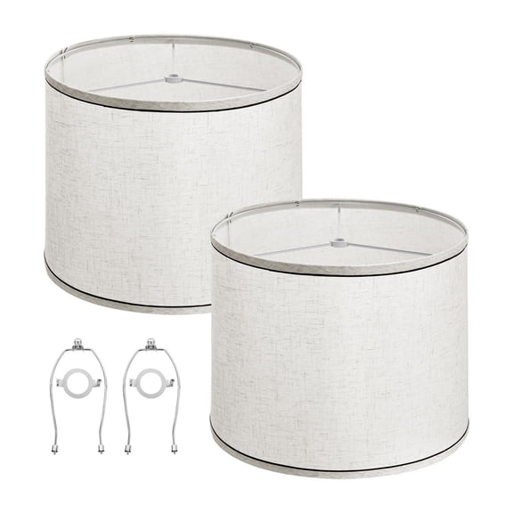 Linen Lamp Shades 2 Pack, 11x13x10 in, Table & Floor Lamp Shades, Spider Fitter, Black Trim, Light Filtering, Bedroom & Living Room Decor