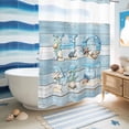 thumbnail image 5 of No Hook Shower Curtain with Built-in Rings - Coastal Washable Waterproof Fabric Bathroom Curtains for Hotel,Rentals, Stall 48 X 72 Inch , Vintage Beach Starfish Shell Aqua Baby Blue, 5 of 9