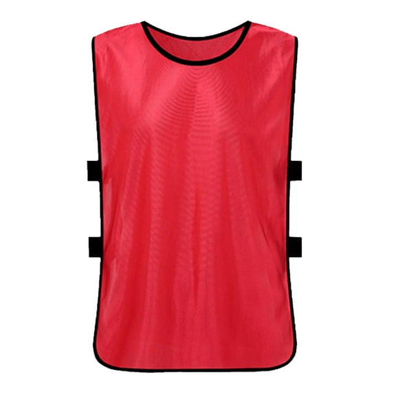 Scrimmage Training Vest Mercerized Cotton Team Training Practice Vest for Outdoor Sports Soccer Football Basketball Volleyball Red Adult