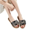 thumbnail image 4 of New Summer Flip-flops Linen Floral Flat Sandals Summer Sandals for Women Black 37, 4 of 8