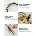 thumbnail image 6 of Brass Kitchen Faucet with Pre-Rinse Sprayer: WOWOW Brushed Gold Spring Kitchen Sink Faucet 1 or 3 Hole, Single Handle Pull Out Kitchen Faucet with Deck Plate, 6 of 9