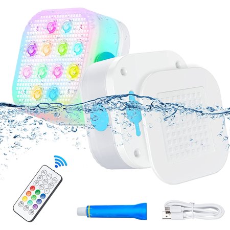 Rechargeable Submersible Pool Lights with Remote, Waterproof Underwater ...