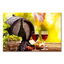 Elephant Stock Savory Red Wine Wall Art - Horizontal Canvas Wall Art - Bar Wall Decor - Food And Drink Canvas - Yellow And Beige Decor - 30" x 20"