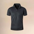 thumbnail image 2 of Mens Golf Polos Summer Short Sleeve Breathable Moisture Wicking Button Lapel Athletic Stretchy Shirts Dark Gray XXXL, 2 of 5