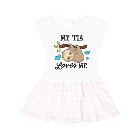 

Inktastic My Tia Loves Me with Sloth and Hearts Gift Toddler Girl Dress