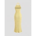 thumbnail image 2 of Yellow Ruched Halter Maxi Dress With Adjustable Neck Tie, 2 of 6