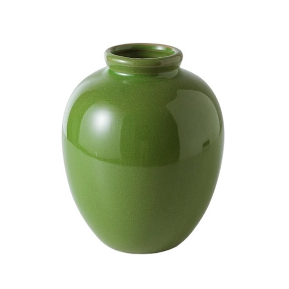 Green Ceramic Vase Vintage Hydroponic Flower Vessel for Dining Table Arrangement Home Decor