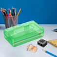 thumbnail image 2 of Mivyn 1 Pcs Clear Pencil Boxes for School,Bulk Plastic Pencil Case with Lid,Hard Large Crayon Storage Box,Stackable Stationery Organizer Supplies,2x8x4 Inch,1 Pencil Sharpener,Green, 2 of 8
