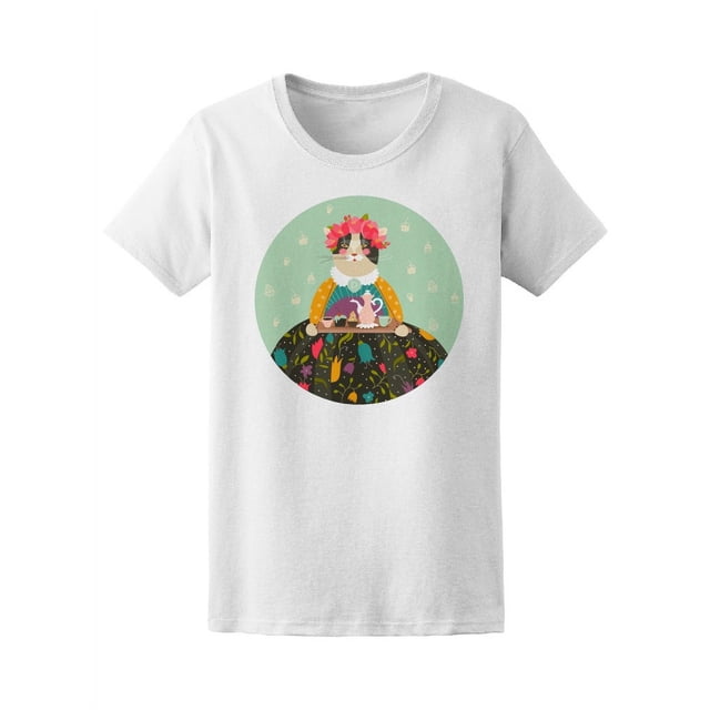 Playera Para Mujer - Abuela Gato Con Tacitas De Te Smartprints T-shirt