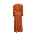 thumbnail image 4 of ZHOGXU Fashion Womens A Line Midi Dresses Solid Color V Neck Long Sleeve Regular Fit Beach Vacation Outfit, 4 of 6