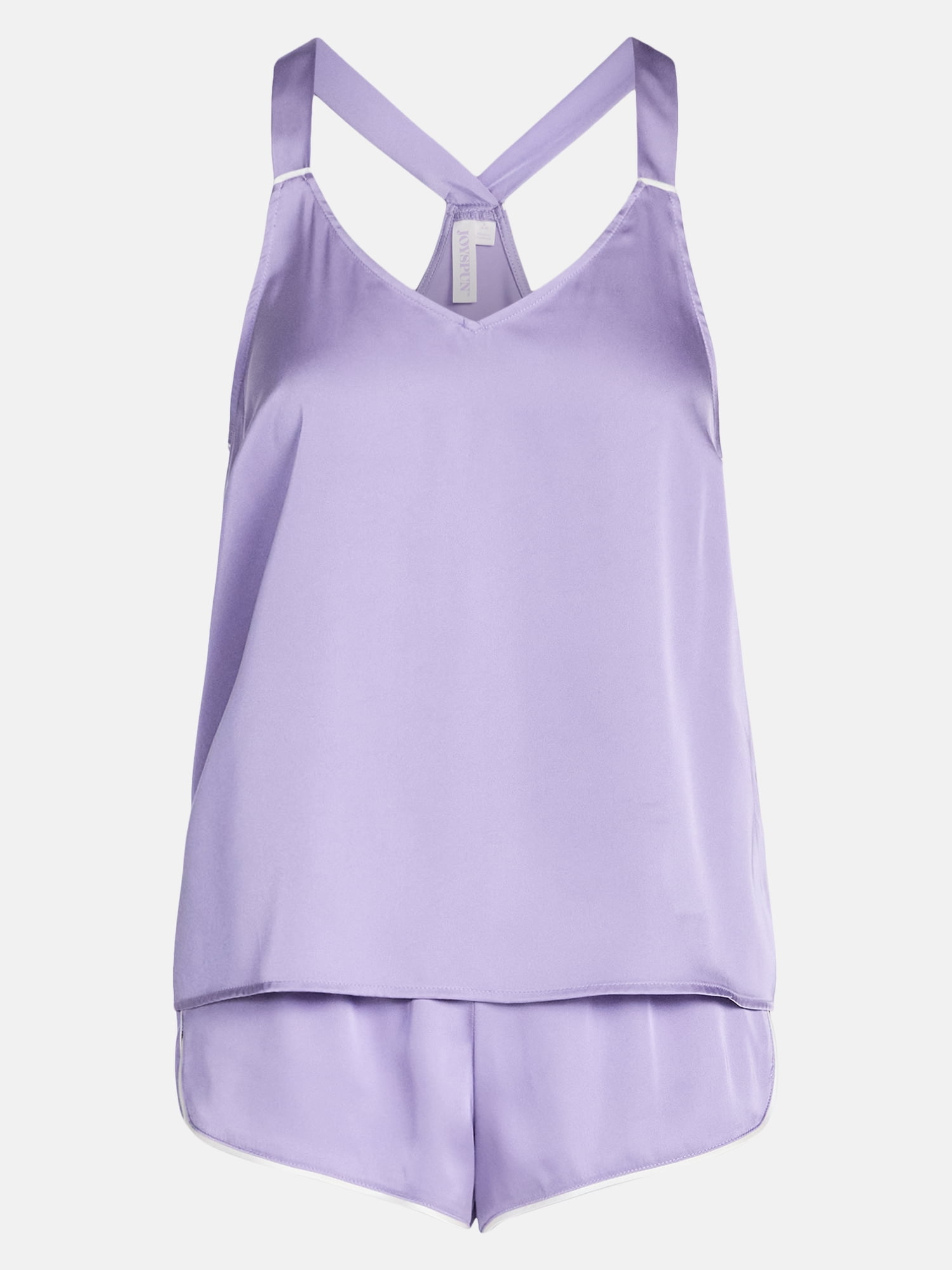 Joyspun Women’s Stretch Satin Cami and Shorts Pajama Set, 2-Piece, Sizes XS-3X