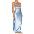 thumbnail image 3 of Robe Longue en Soie pour Femmes, Satin, Sans Manches, Dos Nu, Robe Cocktail Maxi, 3 of 5