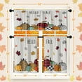 thumbnail image 5 of Fall Pimpkin Kitchen Window Curtains Valance and Tier Set 36 Inch, Autumn Leaves Leopard Plaid 3 Piece Window Treatment Tiers for Living Room Bedroom Kitchen Decor Drapes, 5 of 6