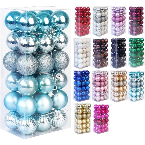 Bolas de Navidad Bolas de decoración de árboles de Navidad inastillables Adornos de bolas de Navidad Bolas de decoración de fiestas de bodas navideñas 1.6 "(4 cm) Juego de 36 (Bolas de Navidad azules) Ormromra WMZL-2248-5