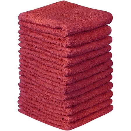 Beauty Threadz Fast Drying, Extra Absorbent, 100% Terry Cotton Washcloths, Burgandy - 500 GSM Quality - Pack of 24
