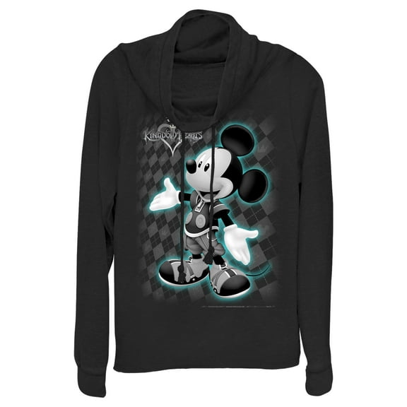 Junior's Kingdom Hearts 1 King Mickey Cowl Neck Sweatshirt Black Medium