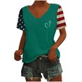 thumbnail image 3 of Tops Cortos para las Mujeres Día de la Independencia Patriótica Impreso Cuello en V, Manga Corta Top Casual para Diario, Fiesta Y Todas las Estaciones, 3 of 5
