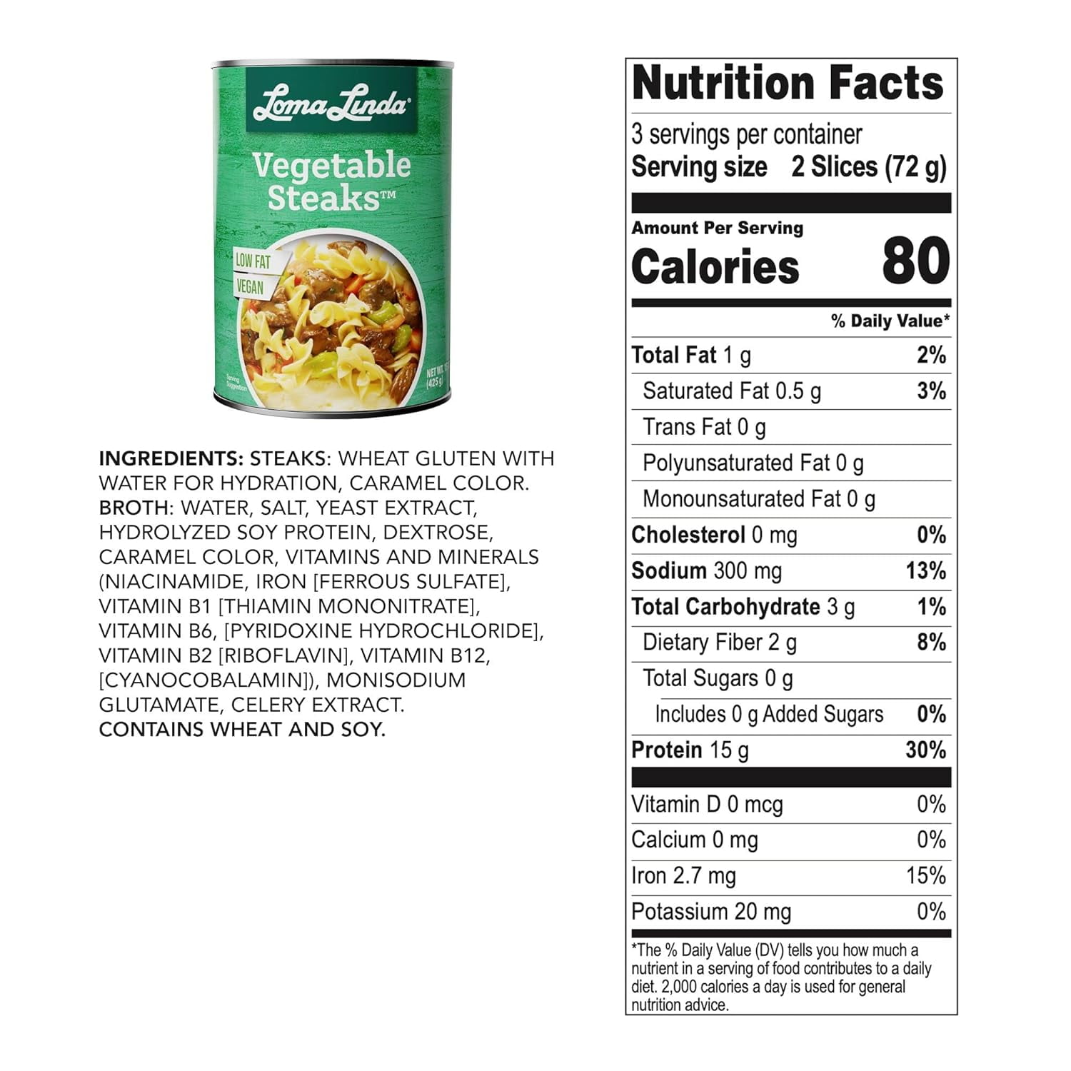Loma Linda - Plant-Based Meats Vegetable Steaks (15 oz.) (12 Pack) - Vegan