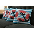 thumbnail image 5 of Ambesonne Anchor Throw Pillow Cover 4 Pack, Anchor Design, 16", Sky Blue Red Black, 5 of 5