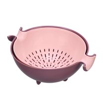 Food Strainers and Colanders Double Rotating Draining Basket Double Color Fruit Basket Plastic Dishwashing Basket Kitchen Supplies Storage Basket Double Round Fruit Basket Dishwashing