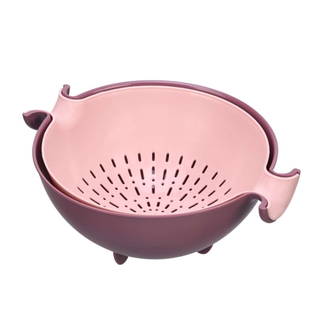 Fruit Basket for Kitchen Double Rotating Draining Basket Double Color Fruit Basket Plastic Dishwashing Basket Kitchen Supplies Storage Basket Double Round Fruit Basket Dishwashing