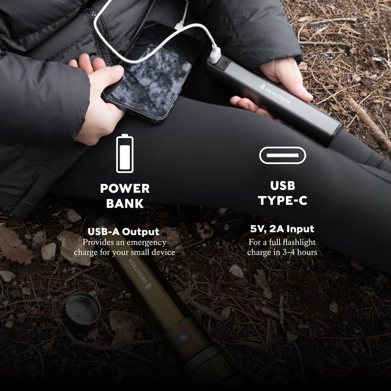 Swiss Tech 6500 Lumen Waterproof Rechargeable LED Flashlight with