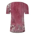thumbnail image 4 of Cqxid525 Short Sleeve Tops For Women Summer Tops For Women 2025 Trendy Boho Floral Print Tunic Shirts Short Sleeve V Neck Tshirt Casual Loose Blouse Red L, 4 of 5