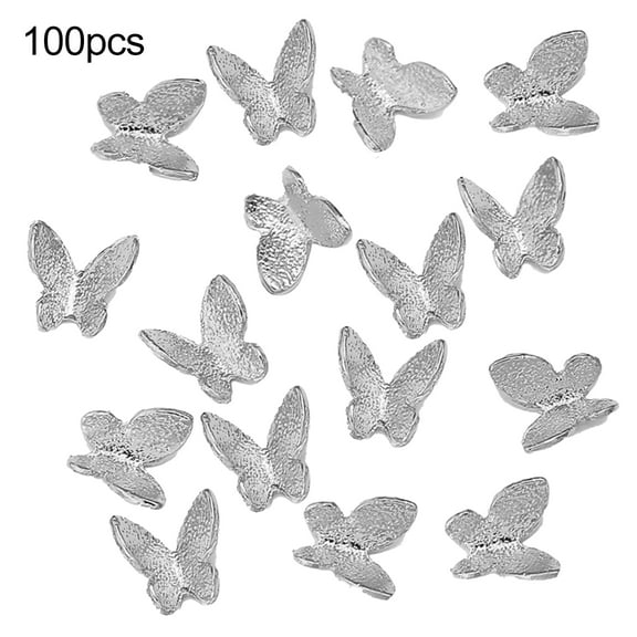 UDIYO 100Pcs/Pack Butterfly Shape 3D Nail Decorations Fingertip Art Manicure Ornament