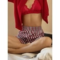 thumbnail image 4 of Women's Stripe Print Pajama Shorts Elastic Waist Button Decor Straight Leg Short Pants for Sleeping, 4 of 7